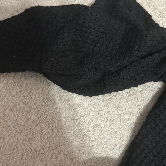 Black Waffle Knit Cardigan - Picture 3 of 3